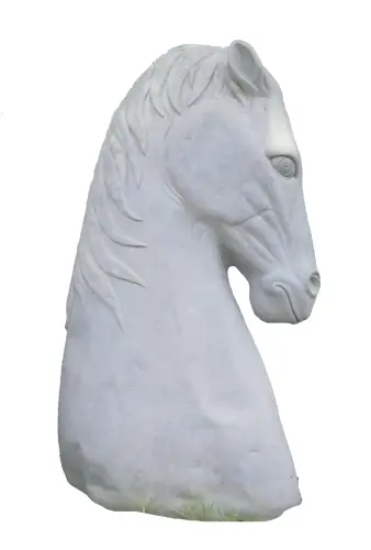 Product image of the product “Head of a Horse made from Riverstone, looking down. 205cm Height. ”